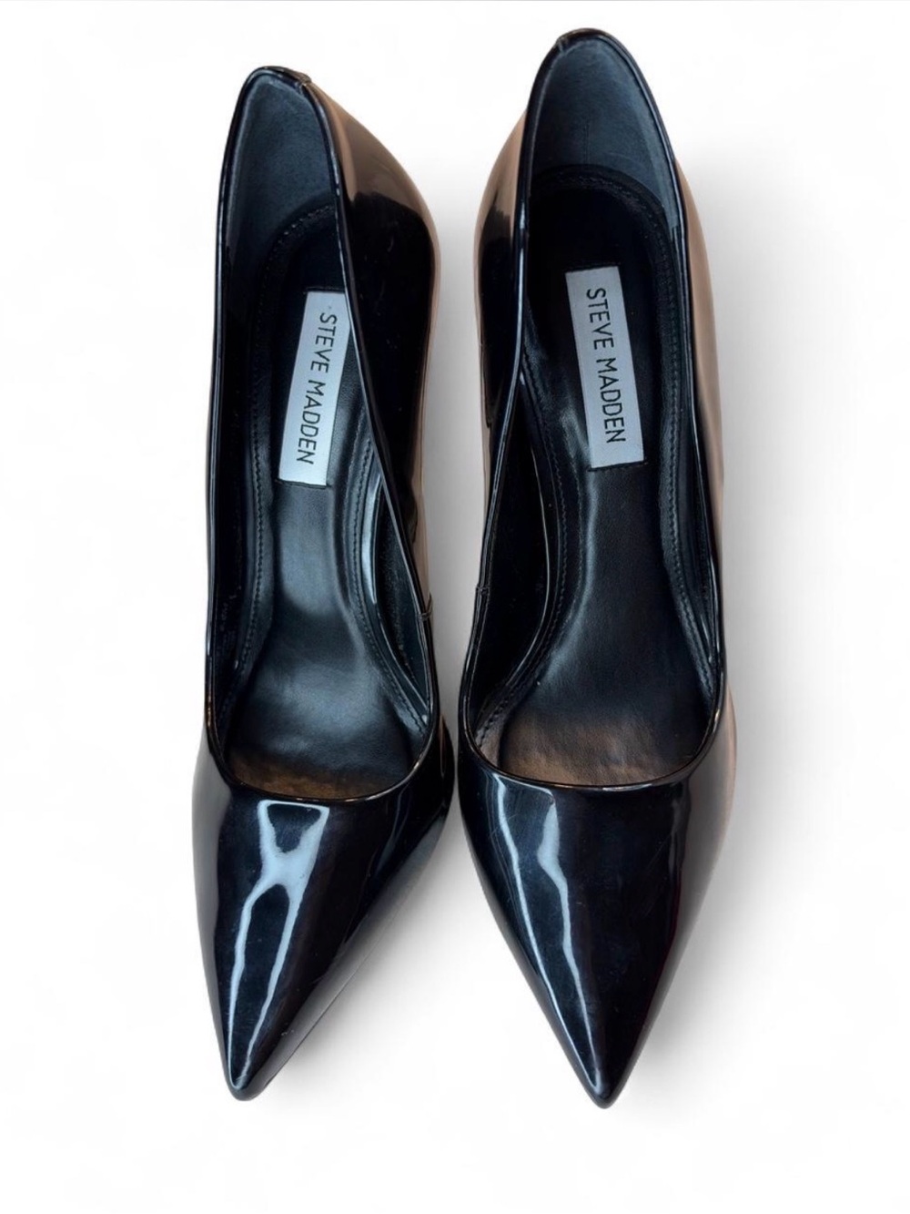 Steve Madden Black Patent Pointed-Toe Pumps